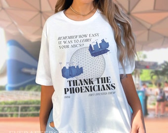 Spaceship Earth Shirt / Thank the Phoenicians Graphic Tee / EPCOT Theme Park Vintage Inspired Shirt / Food and Wine Festival Outfit