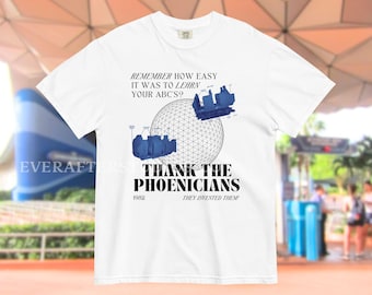 Spaceship Earth Shirt / Thank the Phoenicians Graphic Tee / EPCOT Theme Park Vintage Inspired Shirt / Flower and Garden Festival Outfit