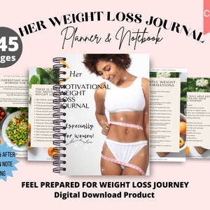 Gewichtsverliestracker, dagboek, planner, voedingsdagboek, gewoontetracker, voedingsdagboek, fitnessdoelen, afdrukbaar, bewerken in canva, PLR-rechten