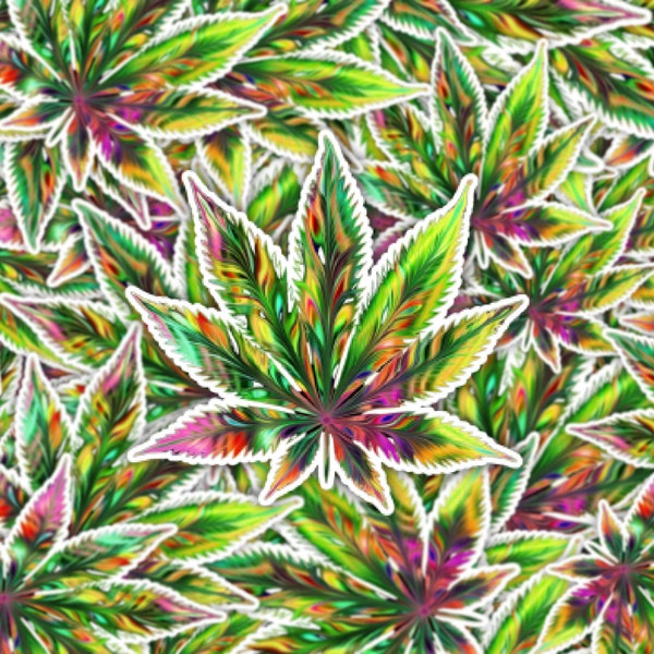 MultiColor Marijuana Leaf Sticker