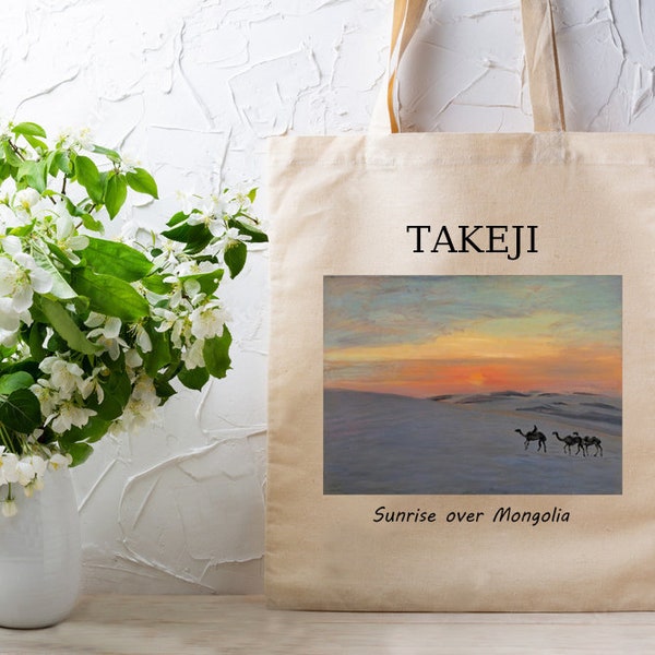 tote bag - tote bag art - tote bag peinture - takeji - totebag - totebag art - estampes japonaise - totebag japonais - totbag - mongolia