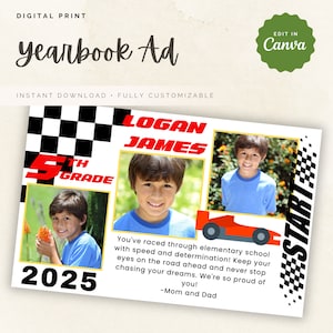Yearbook Ad Template, Editable Half Page Yearbook Ad, Yearbook Ad Template w/ 3 photos and dedication, Personalize and Edit in Canva
