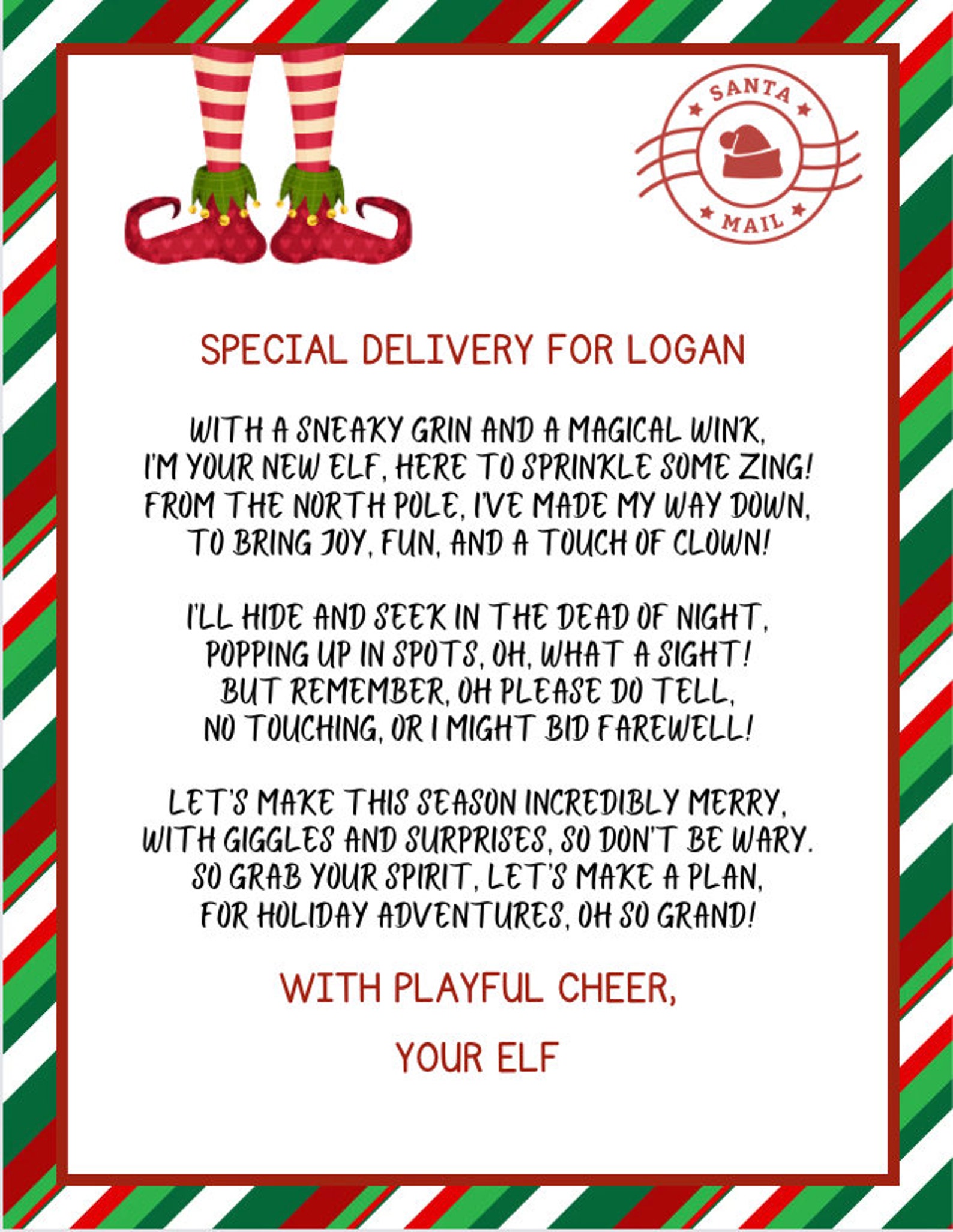 EDITABLE Elf Arrival Letter, Elf on the Shelf First Time Arrival Letter EDITABLE Elf Arrival Letter, Elf on the Shelf First Time Arrival Letter