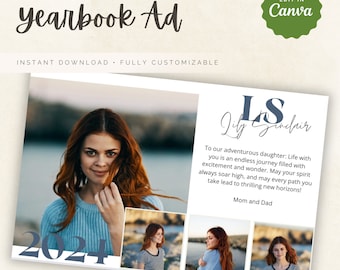Half Page Editable Senior Yearbook Ad Template, Canva (Digital Download)