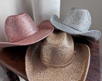 Women\'s Sequin Fedora Cowboy Hat Wide Brim Boho Western Cowgirl Accessories BEAUDRM Women main image 4