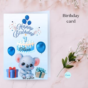 Tarjeta de cumpleaños infantil "Wild One Card", tarjeta de invitación digital personalizable para primer cumpleaños, plantilla de tarjeta electrónica para WhatsApp en Canva