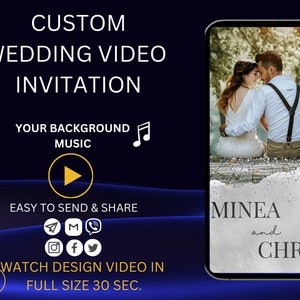 convite de vídeo de casamento convite digital eCard com música, cartão animado, convite eletrônico editável, convite eletrônico de casamento