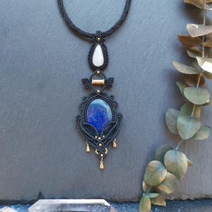 Macrame Necklace: Rose Quartz & Aquamarine Crystal Jewelry