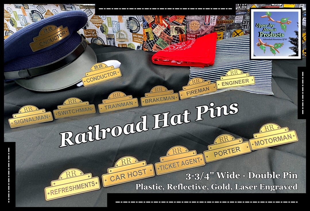 Railroad Hat Name Pins Name Badges Etsy
