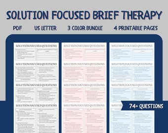 Solution Focused Therapy Questions Cheat Sheet ITherapy Session Questions I Printable Therapist Questions I Open-Ended Probing Questions