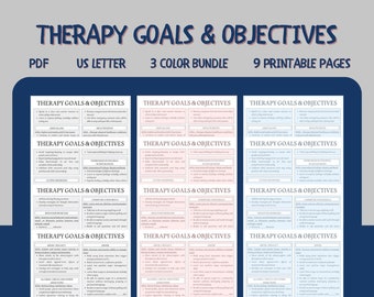 Therapy Goals and Objectives Bundle, Clinical Therapy Notes, Therapist Cheat Sheets, Documentation Terms Reference Sheet, Therapy Bundle