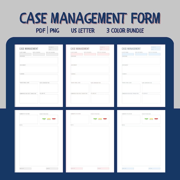 Social Worker Case Management Forms Etsy