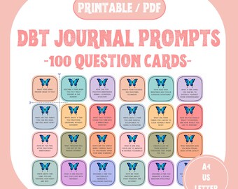 DBT Journal Prompts: 100 Self-Reflection Cards (Digital Download)