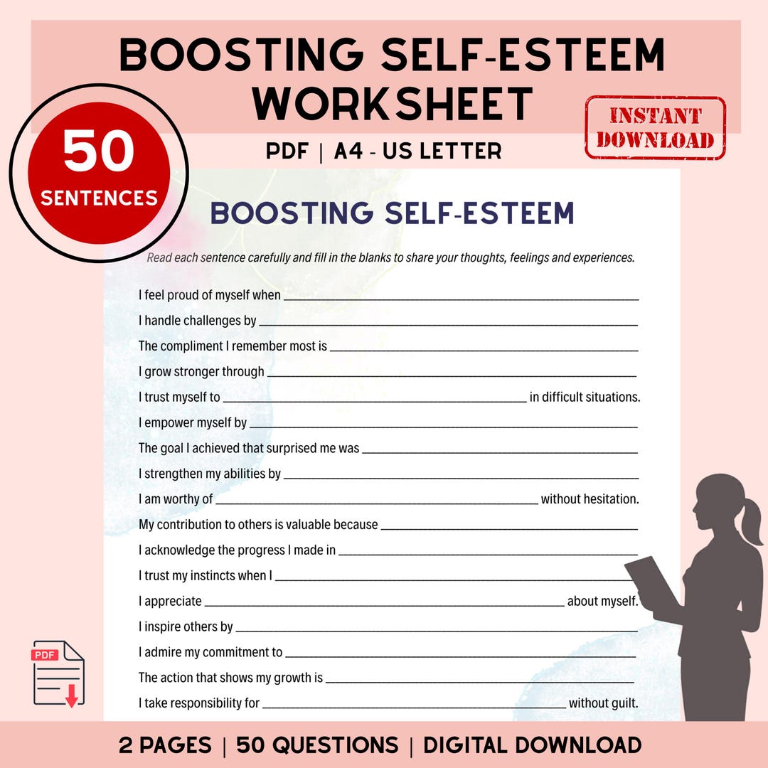 Self Trust Worksheet.pdf Self-esteem Worksheet | Fill-in-the-blank Confidence Activity | Self ...