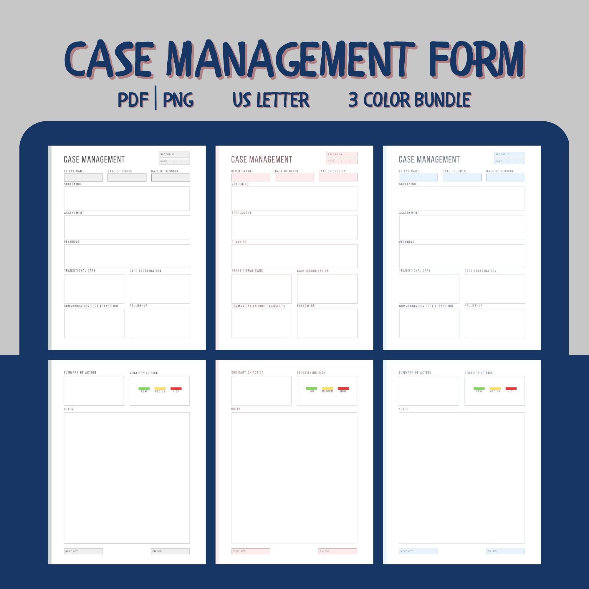 Case Management Form I 3 Color Bundle I Client Documentation I Case ...