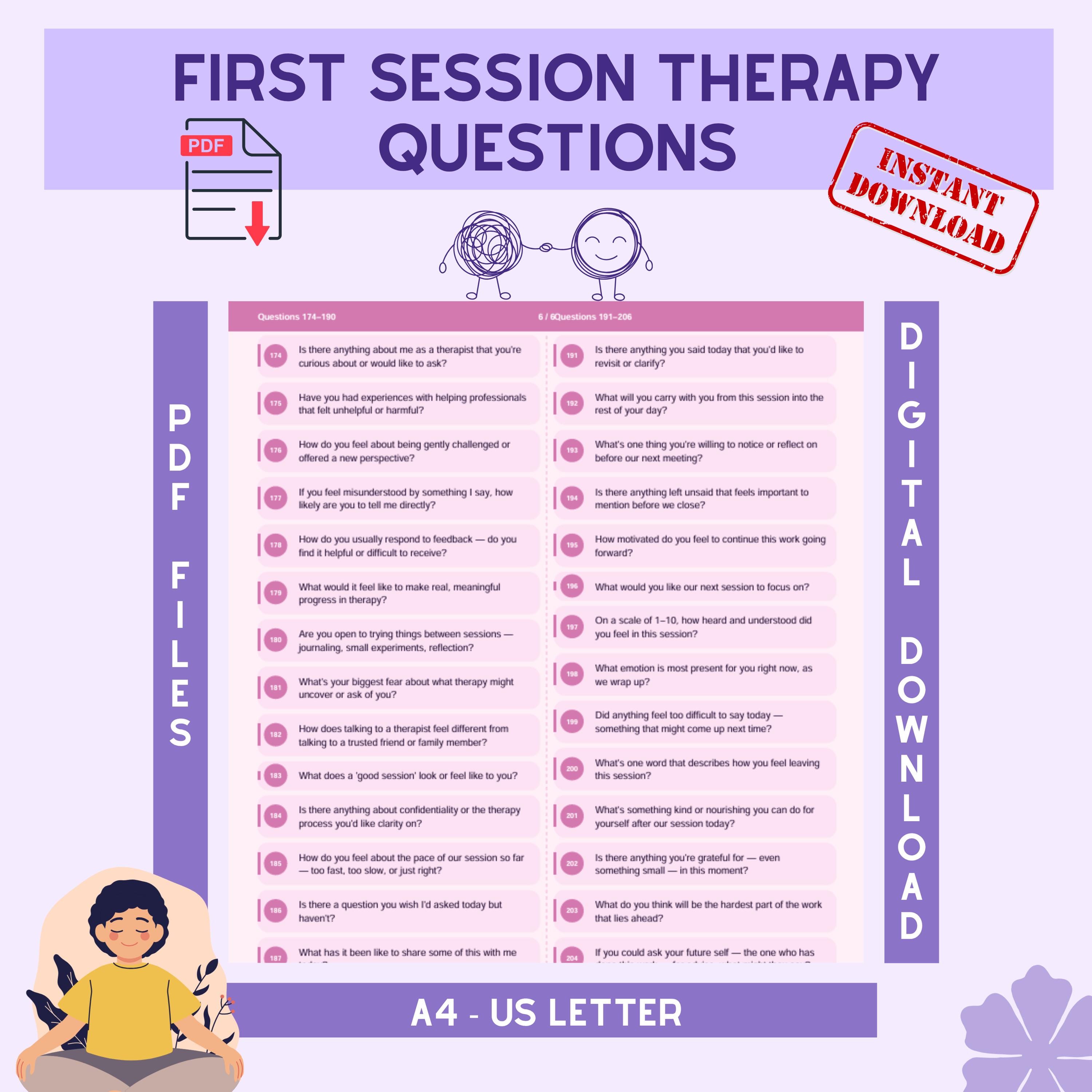 206 First Session Therapy Questions | Clinical Intake Guide ...