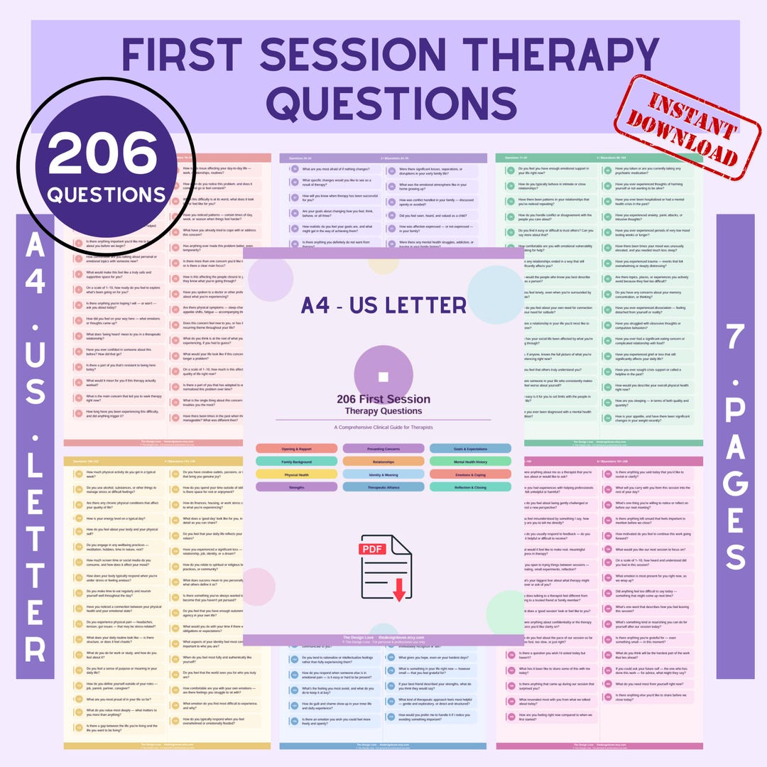 First Therapy Session Guidelines.pdf 206 First Session Therapy Questions | Clinical Intake Guide ...