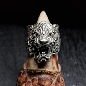 Asian Tiger 925 Silver Ring, Wild Tiger Animal Ring, Tiger Silver Men Jewelry, Tiger Head Ring, Biker Ring, Ring For Men, Gift for him