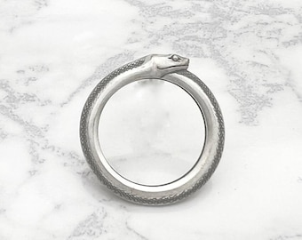 925 Sterling Silver Ouroboros Snake Ring, Unisex Boho Jewelry