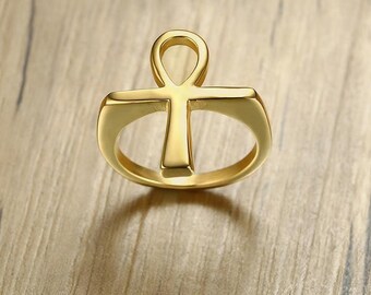 925 Sterling Silver Ankh Ring, Cross Ring, Ankh Silver Ring, Egyptian Ring, Minimalist Jewelry, Egyptian Ankh Cross Ring, Key of Life Ring