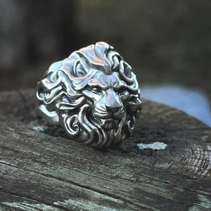 Löwen Männer 925 Silber Ring, Löwen Ring, Löwen Schmuck Für Männer, Handgemachter Tier Ring, Tier Schmuck, Löwe Sternzeichen Männer Ring, Geschenk Für Männer