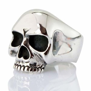 925 Sterling Silver Skull Ring, Men Silver Ring, Skull Silver Ring, Men Biker Ring, Gothic Skeleton Ring, Halloween Skulls Jewelry