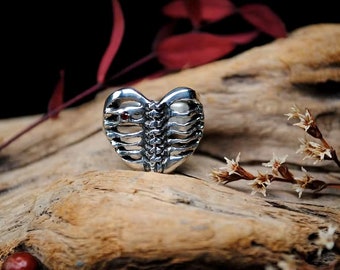 Skeleton heart ring | Open Heart Ring | Love Ring | 925 Sterling Silver Heart Ring | Gift For Her |  Heart Jewelry | Gothic Heart Ring