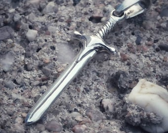 Sterling Silver Sword Pendant, Mens Gothic Sword Necklace