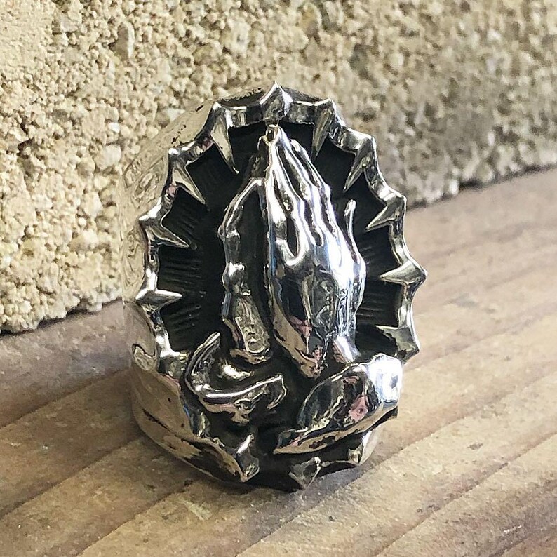 Relign Handpiece Praying Hands Signet Ring | Gothic Religious Jewelry Gift - Etsy
