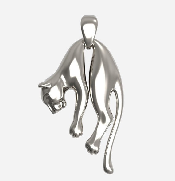 925 Silver Panther Mens Necklace, Silver Panther Pendant, Unisex Animal Jewelry, Husband Gift Necklace, Wild Panther Men Pendant Jewelry