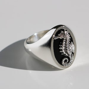 925 Sterling Silver Seahorse Ring, Animal Ring, Handmade Jewelry, Unisex Punk Biker Man Silver Jewelry, Anniversary Gift, Seahorse ring