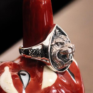 Wild Tiger 925 Sterling Silver Ring. Tiger Silver Ring. Tiger Signet Ring. Gift For Him. Signet Ring. Mens Tiger Ring. Handmade Jewelry