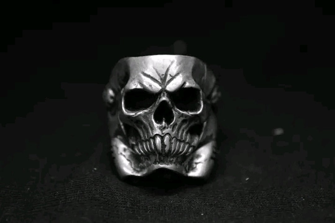 Skull Mens Ring, Skull Ring, 925 Silver Skull Ring, Gothic Ring Jewelry