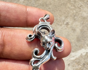 925 Sterling Silber Katzen Anhänger.