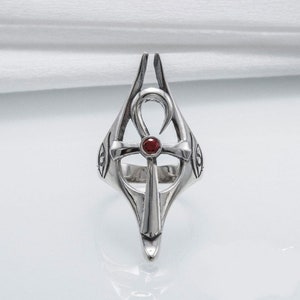 Ankh Ring | 925 Sterling Silver Egyptian Ankh Cross Ring | Silver Eye Of Horus Ring | Unisex Silver Ring | Egyptian Jewelry | Handmade Ring