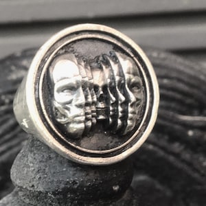 925 Sterling Silber Schädel Ring, Schädel Schmuck, Gothic Ring, Biker Ring, Gothic Schmuck, Geschenk für ihn, mehrere Gesicht Schädel Ring, Herrenring