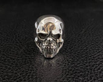 925 Sterling Silver Skull Ring, Gothic Biker Jewelry