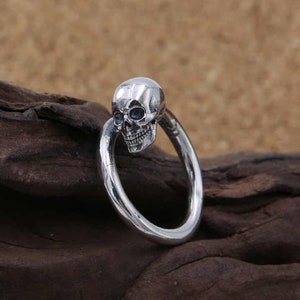 Skull Nail Ring, Gift For Her, Goth Ring, Gothic Jewelry, Skull Mens Silver Ring, Unique Ring, 925 Sterling Silver Skull Adjustable Ring
