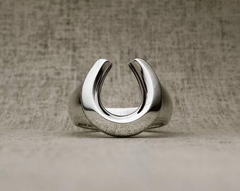 Sterling Silver Horseshoe Ring, Good Luck Amulet