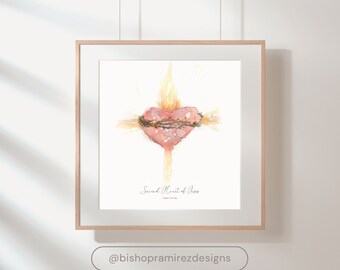 Sacred Heart of Jesus | Printable 8x10, 5x7 artwork | Catholic Wall Art Decor | Religious Art Decor | Catholic Fine Art