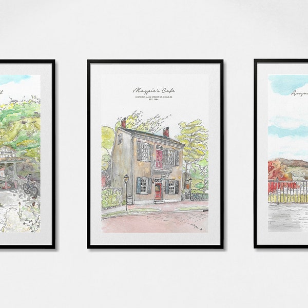 Historic Downtown Main Street St. Charles, MO | GROUPING of 3 | Printable 8x10 artwork | Guest room, office & Home Decor |