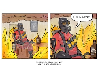 Buy TF2 Pyro 'this is Fine' Parody Tee Online in India - Etsy