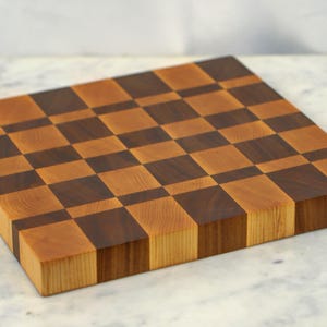 Handmade Walnut & Maple End Grain Cutting Board – Small Butcher Block, Bar Board