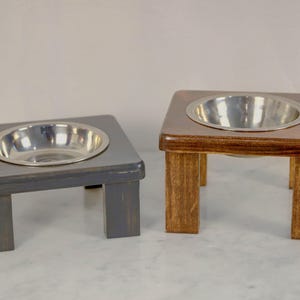 Wood Cat Food Bowl Holder, Elevated Feeding Station for Pets