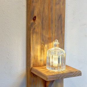 Rustic Wood Wall Hanging Candle Holder, Farmhouse Sconce for Tealight or Pillar Candle, Cozy Home Decor, Housewarming Gift, Handmade