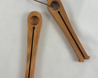 Solid Red Oak Coffee Bag Clip - Handmade Coffee Scoop & Bag Sealer, Coffee Lover Gift