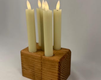 Bougeoir conique - Bougeoir rustique en bois, décoration d'intérieur faite main