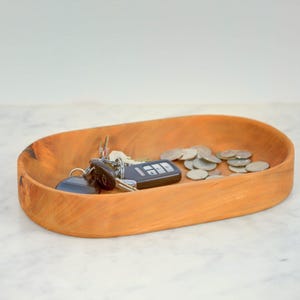 Cherry Wood Catch All Tray – Wooden Valet Tray – Handmade Desk Organizer – Entryway Key Bowl – Gift for Him – Rustic Home Decor