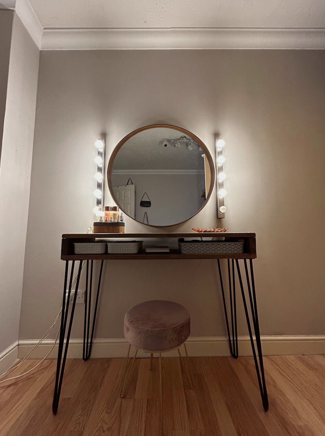 HANDMADE WOODEN VANITY With 4 Hairpin Legs Console Etsy UK