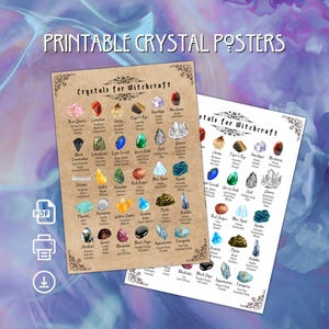 Utskrivbar kristallposter | Kristallers betydelse och användningsområden | A4-storlek | PNG- och PDF-filer